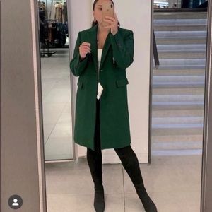 ZARA GREEN MENSWEAR STYLE WOOL COAT MANTECO